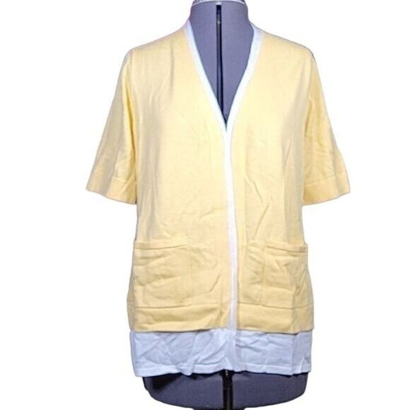 NWOT Isaac Mizrahi Live! Elbow Sleeve Layered Cardigan with Pockets Sz S - Picture 1 of 9
